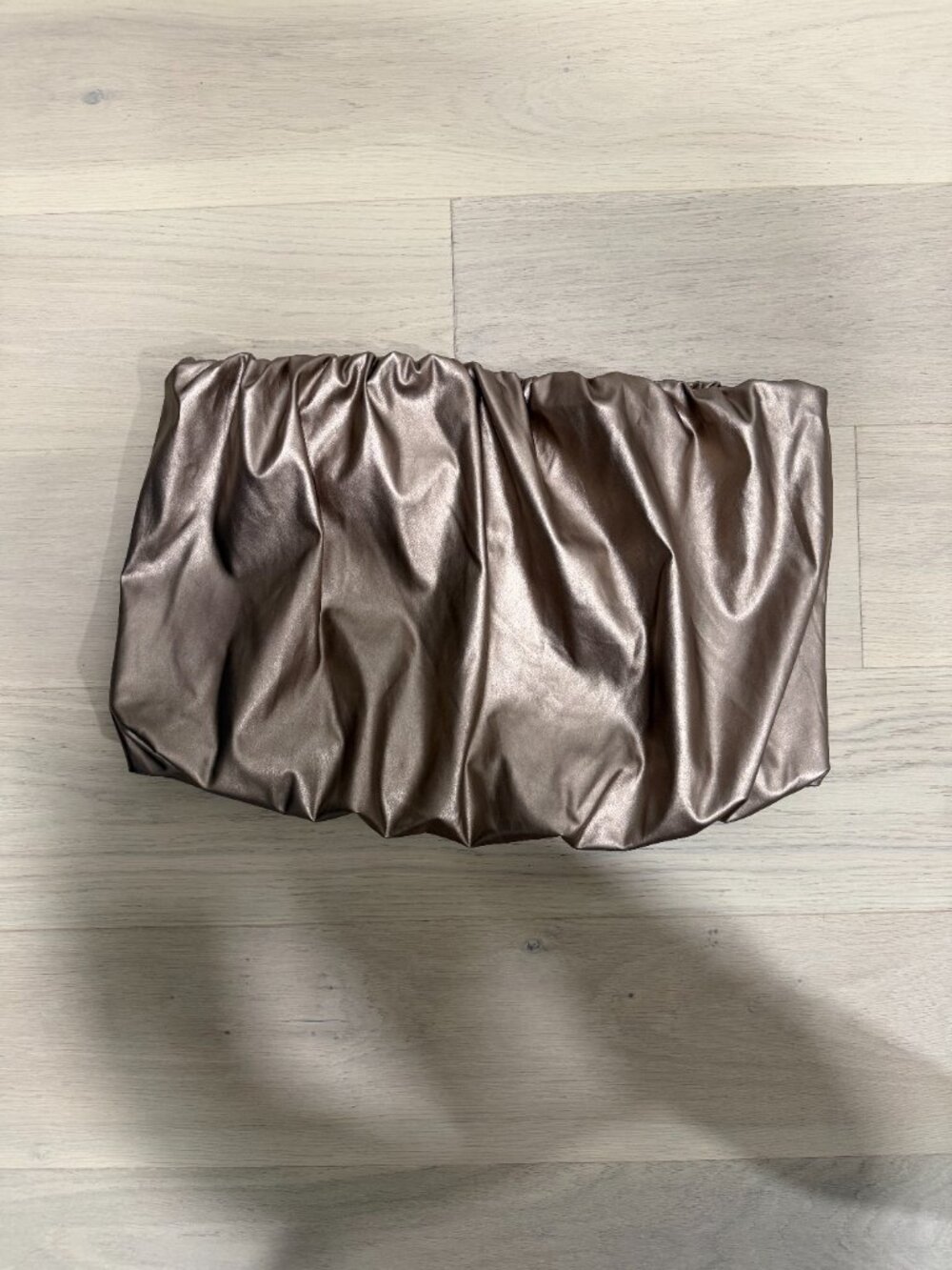 4S|3NNA Anthropologie Faux-Leather Strapless Metallic Bubble Top